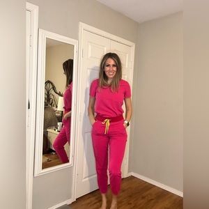 High waisted Zamora joggers shocking pink Small